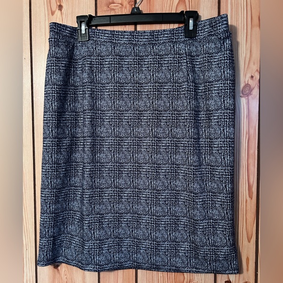 New Pencil Skirt pull on gray Houndstooth Plaid Stretch Size XL Jersey 41Hawthor - Picture 11 of 12